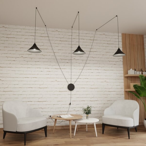 Lustră pe cablu ABRAMO 3xE27/15W/230V negru