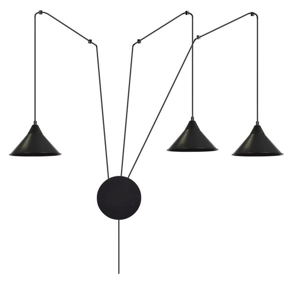 Lustră pe cablu ABRAMO 3xE27/15W/230V negru