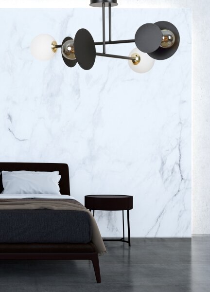 Lustră pe tijă MINERVA 2xE27/15W + 2xE14/10W/230V negru
