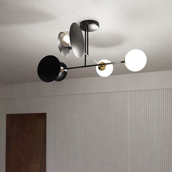 Lustră pe tijă MINERVA 2xE27/15W + 2xE14/10W/230V negru