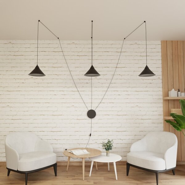 Lustră pe cablu ABRAMO 3xE27/15W/230V negru