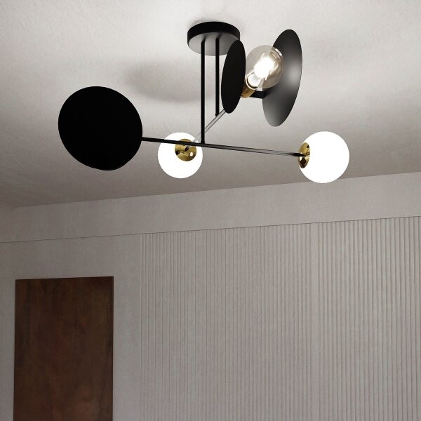 Lustră pe tijă MINERVA 2xE27/15W + 2xE14/10W/230V negru