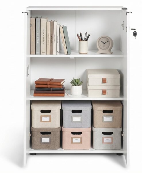 Bibliotecă Adore Rio cu 2 Uși, Cheie și 3 Rafturi, 72x109x34 cm