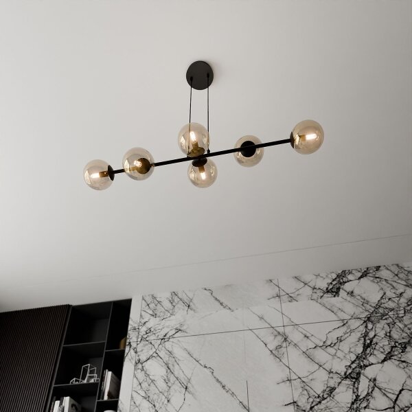 Lustră pe cablu ROSSI 6xE14/10W/230V negru/bej