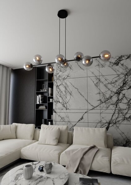 Lustră pe cablu ROSSI 8xE14/10W/230V negru/gri