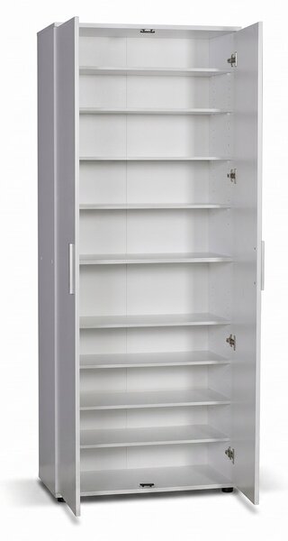 Dulap Multifunctional Adore Porto, 2 usi, 8 rafturi, Alb, 76x187x36 cm