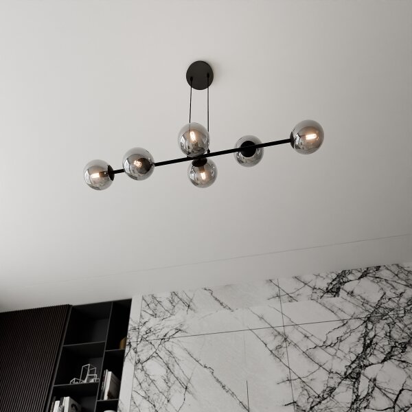 Lustră pe cablu ROSSI 6xE14/10W/230V negru/gri