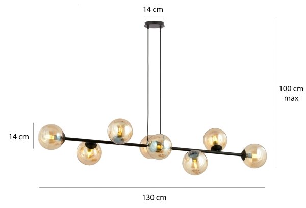 Lustră pe tijă LINEAR 8xE14/10W/230V negru/bej