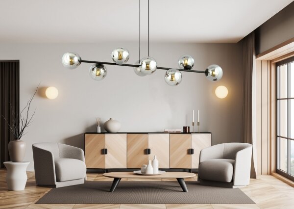 Lustră pe cablu ROSSI 8xE14/10W/230V negru/gri