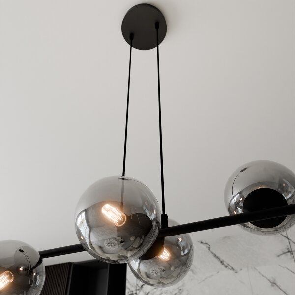 Lustră pe cablu ROSSI 6xE14/10W/230V negru/gri