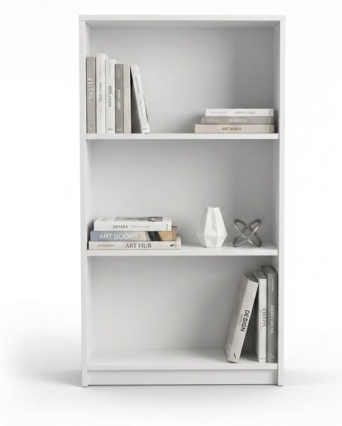 Biblioteca Adore Nino, 3 rafturi, Alb - Stejar, 58x106x23 cm