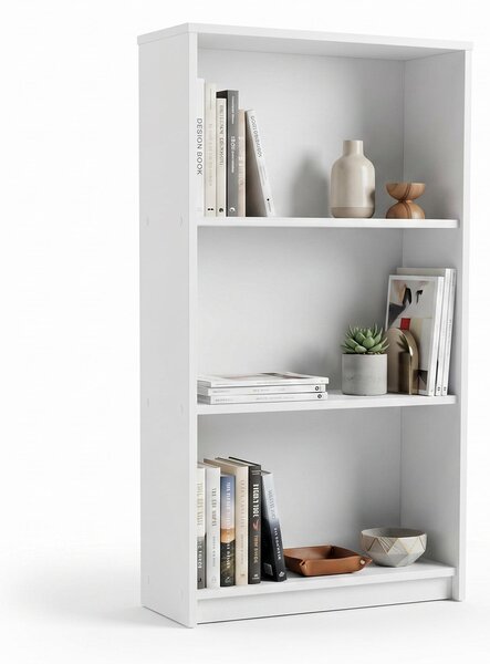 Biblioteca Adore Nino, 3 rafturi, Alb - Stejar, 58x106x23 cm
