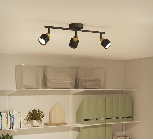 Spot Philips NIALL 3xGU10/5W/230V negru/alamă