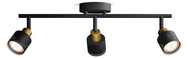 Spot Philips NIALL 3xGU10/5W/230V negru/alamă