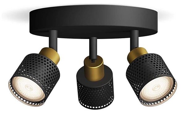Spot Philips NIALL 3xGU10/5W/230V negru/alamă