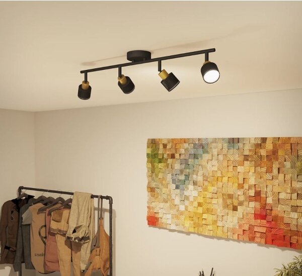 Spot Philips NIALL 4xGU10/5W/230V negru/alamă