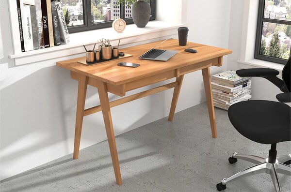 Birou lemn masiv Baraga Personalizabil, 120 × 65 × 75 cm - Alb