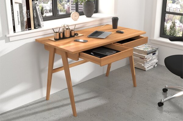 Birou lemn masiv Baraga Personalizabil, 120 × 65 × 75 cm - Alb
