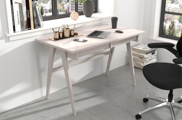Birou lemn masiv Baraga Personalizabil, 120 × 65 × 75 cm - Alb