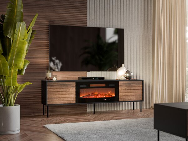Comodă TV Flosoru 108Negru, Nuc, 18x6x4cm