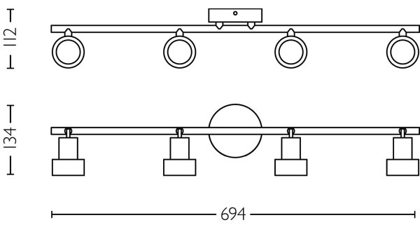 Spot Philips CONDUIT 4xGU10/5W/230V negru/alamă
