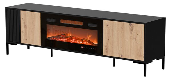 Comodă TV Fabula IIStejar artizan, Negru, 18x5x4cm