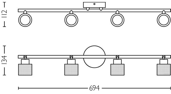 Spot Philips NIALL 4xGU10/5W/230V negru/alamă