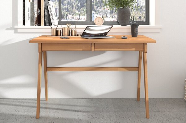Birou lemn masiv Baraga Personalizabil, 120 × 65 × 75 cm - Alb