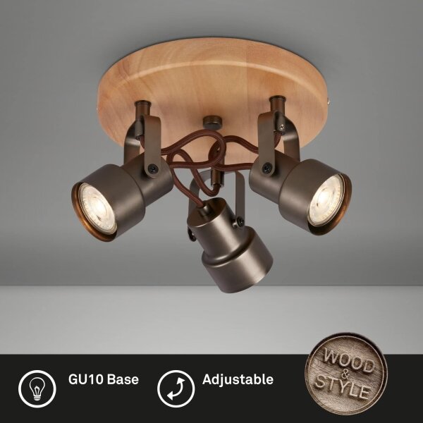 Spot LED Briloner 2872-035 SPOTLIGHT 3xGU10/5W/230V maro