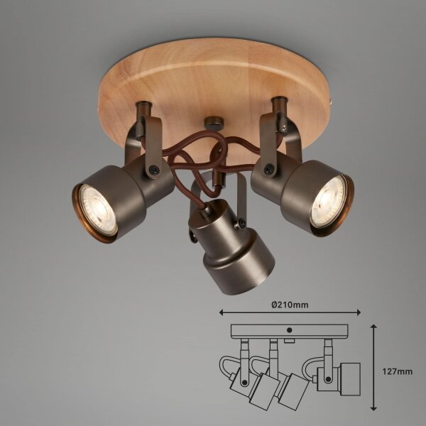 Spot LED Briloner 2872-035 SPOTLIGHT 3xGU10/5W/230V maro