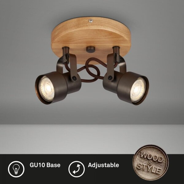 Spot LED Briloner 2872-025R SPOTLIGHT 2xGU10/5W/230V maro