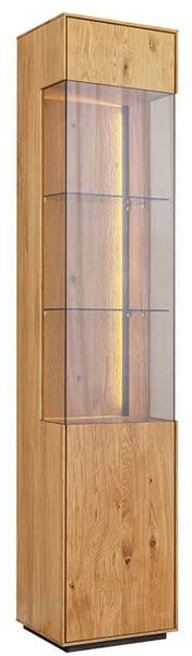 Vitrină lemn masiv Aurora Iluminată Stejar, 43 × 37 × 205 cm - Deschidere Dreapta