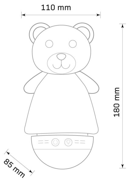 Lampă de veghe LED RGB pentru copii cu melodie, 3xAAA/5V, model ursuleț