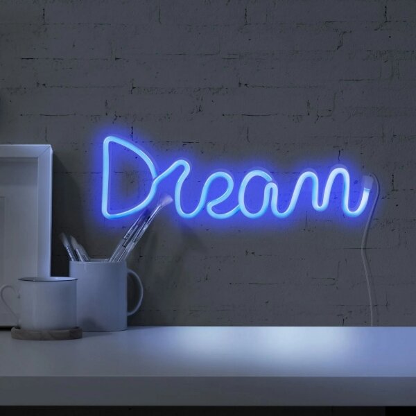 Decorațiune LED neon de perete DREAM LED/3W/3xAA albastru
