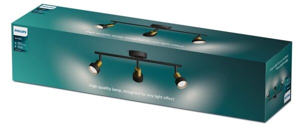 Spot Philips CONDUIT 3xGU10/5W/230V negru/alamă