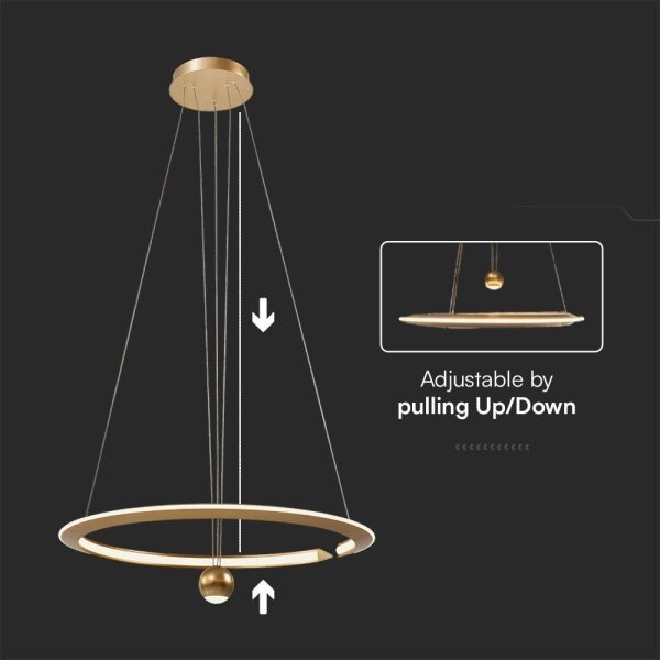 Lustră LED pe cablu LED/45W/230V 3000K d. 62 cm auriu