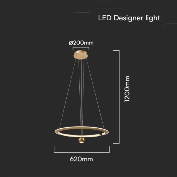 Lustră LED pe cablu LED/45W/230V 3000K d. 62 cm auriu