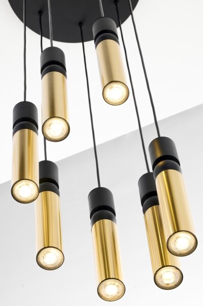 Lustră pe cablu Jupiter 2018 ALAS 7xGU10/10W/230V negru/auriu