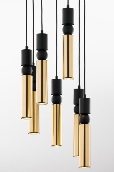 Lustră pe cablu Jupiter 2018 ALAS 7xGU10/10W/230V negru/auriu
