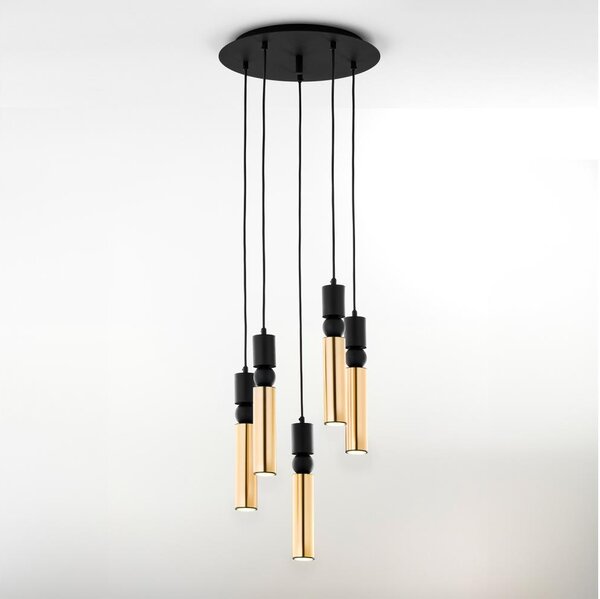Lustră pe cablu Jupiter 2017 ALAS 5xGU10/10W/230V auriu/negru