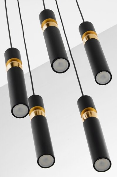 Lustră pe cablu Jupiter 2014 ALAS 5xGU10/10W/230V negru/auriu