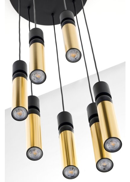 Lustră pe cablu Jupiter 2018 ALAS 7xGU10/10W/230V negru/auriu