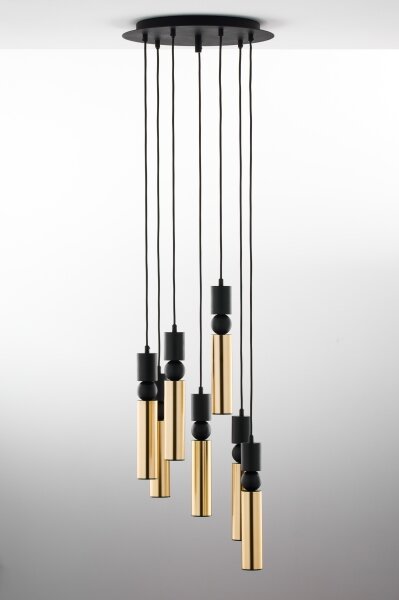 Lustră pe cablu Jupiter 2018 ALAS 7xGU10/10W/230V negru/auriu