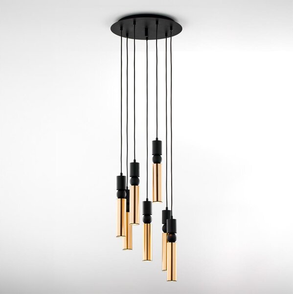 Lustră pe cablu Jupiter 2018 ALAS 7xGU10/10W/230V negru/auriu