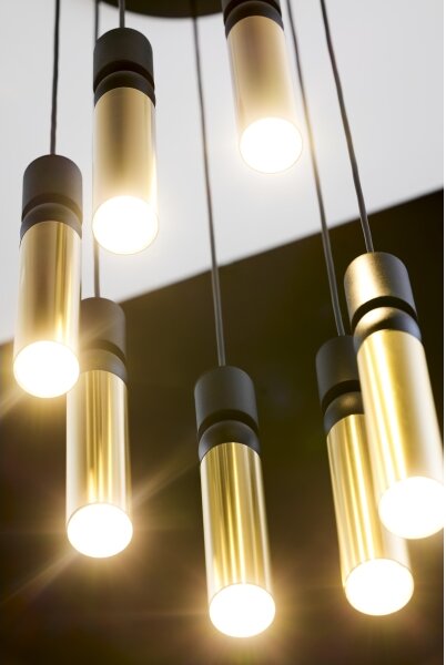 Lustră pe cablu Jupiter 2018 ALAS 7xGU10/10W/230V negru/auriu