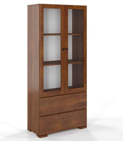 Vitrină lemn masiv TerraCraft Fag 2 Sertar, 80 × 38 × 182 cm - Natural
