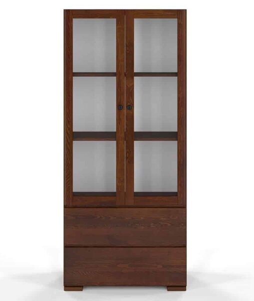 Vitrină lemn masiv TerraCraft Pin 2 Sertare, 80 × 38 × 182 cm - Natural