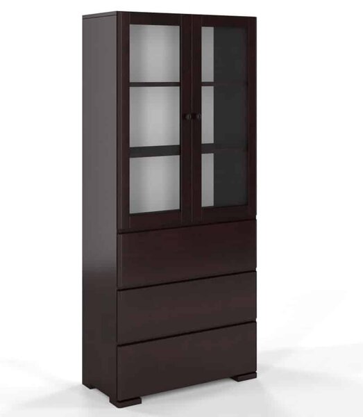 Vitrină lemn masiv TerraCraft Pin 3 Sertare, 80 × 38 × 182 cm - Natural