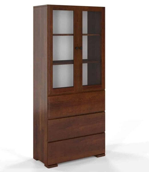 Vitrină lemn masiv TerraCraft Pin 3 Sertare, 80 × 38 × 182 cm - Natural