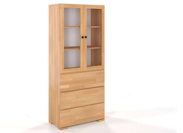 Vitrină lemn masiv TerraCraft Fag 3 Sertare, 80 × 38 × 182 cm - Natural